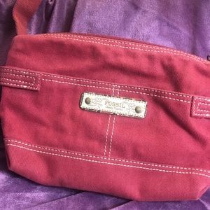 Fossil Red Denim Mini Crossbody Purse